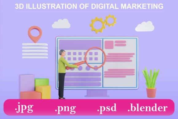 3D Illustration of Digital Marketing in Modern Business Strategies