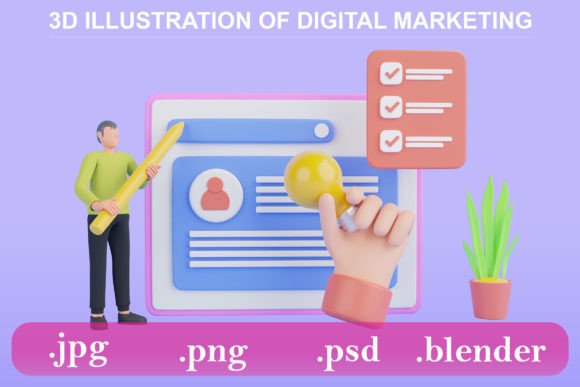 3D Illustration of Online Marketing: A Visual Guide to Digital Strategies