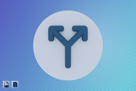 3D Road Intersection Arrow Illustration