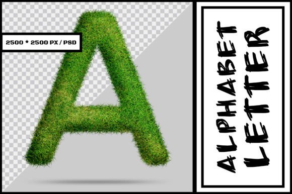 Alphabet Letter a with Grass Style