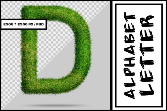 Alphabet Letter D with Grass Style
