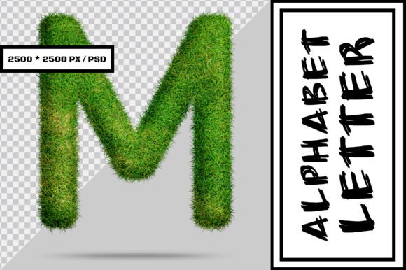 Alphabet Letter M with Grass Style