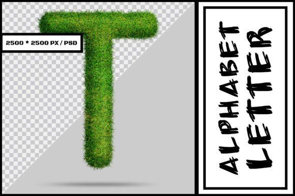 Alphabet Letter T with Grass Style