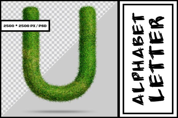 Alphabet Letter U with Grass Style