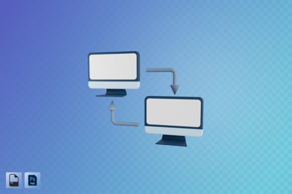 Computer Data Transfer 3D Illustration