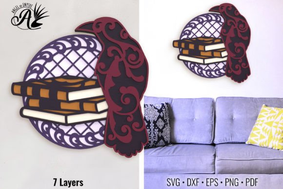 Raven and Books Layered Art: A Creative Tool for Everyday Use