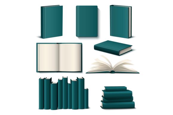 Realistic Color Books Mockup. 3d Empty E